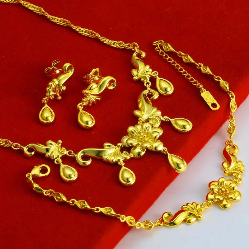 Бесплатная доставка 3 шт./компл. 24K Ручная работа в Гонконге Золотой магазин цветы