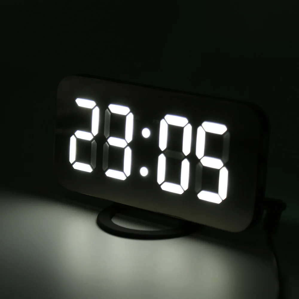 Светодиодный цифровой будильник часы зеркало Snooze ночник ЖК дисплей USB зарядный