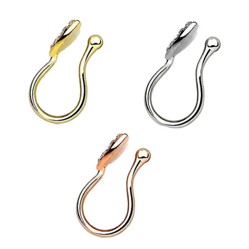 Новое поступление хрустальные кольца с клипсой на носу шпильки розовое золото