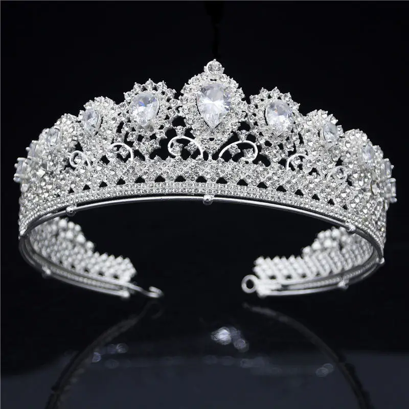 Style 02 Silver Великолепный обруч с цирконом для невесты корона на голову платье свадебная тиара короны Принцесса Королева диадема вечерние свадебные украшения для волос - Окраска металла: Style 02 Silver