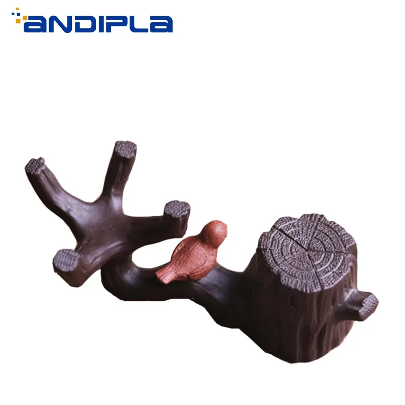 Креативный бутик фиолетовая глина yixing Tree Stump tea Pet ручной работы мини Magpie фигурка птицы Обои для рабочего стола винтажный домашний декор