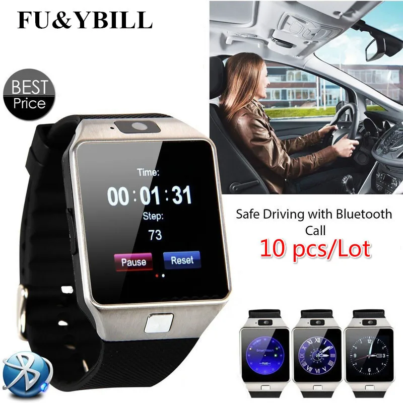 (10 шт./лот) умные часы DZ09 с Bluetooth и камерой для смартфонов Samsung S5 / Note 2/3/4 Nexus 6 Sony