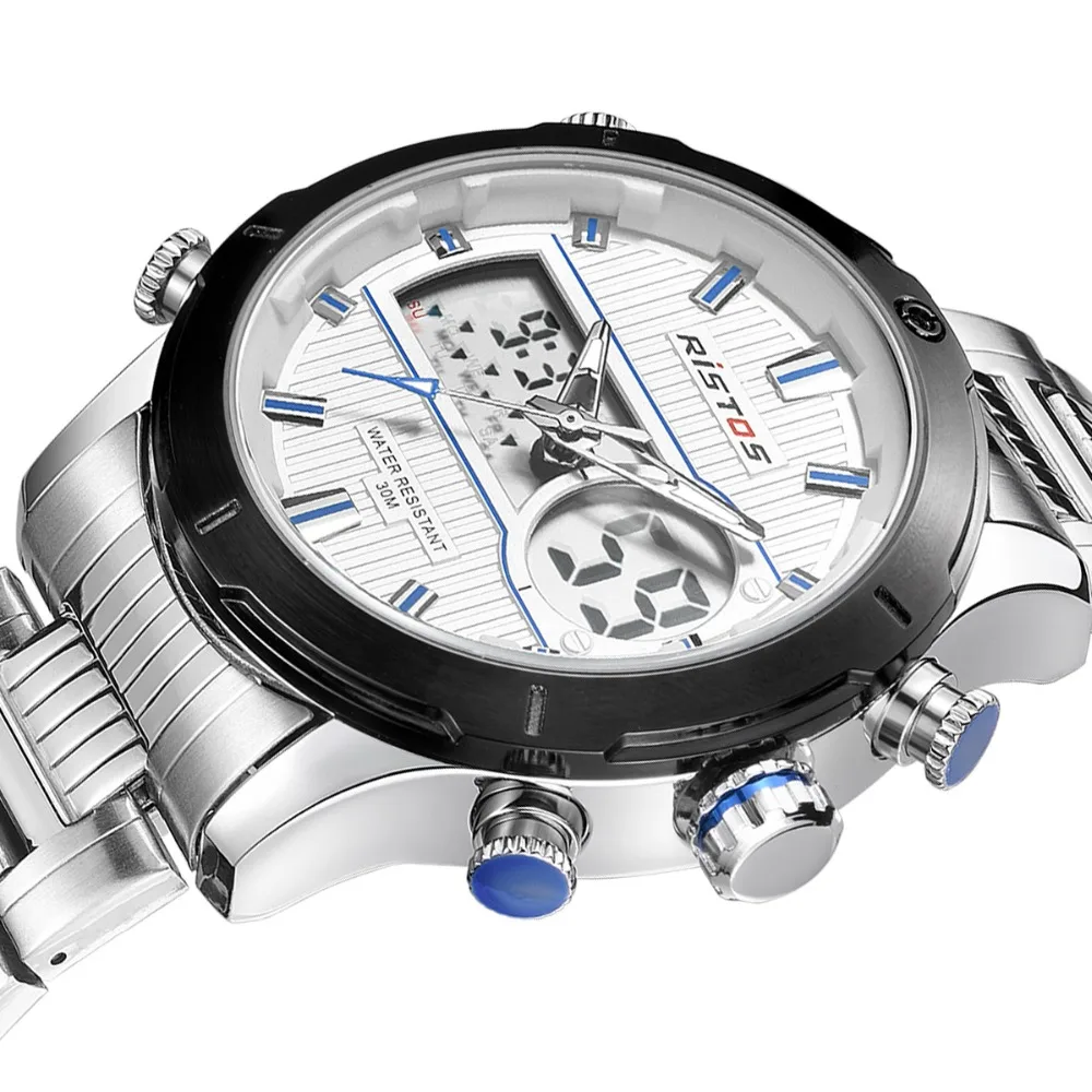 Мужские спортивные часы RISTOS в стиле милитари мужские из нержавеющей стали