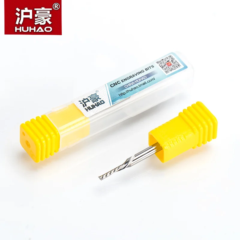 HUHAO 1pc 3.175mm Left Spiral milling cutter down cut one Flute router bit CNC end mill carbide Accessories T|one flute|spiral cuttersmilling |