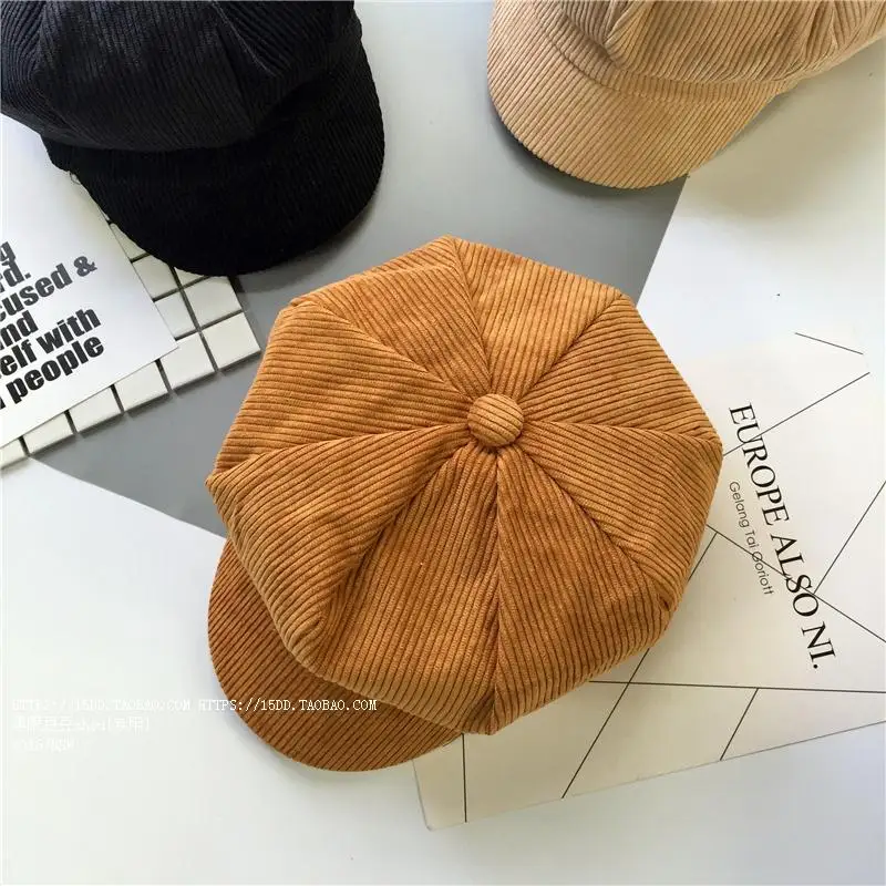 Autumn Winter New Hot Fashion Women Casual Simple Vintage Warm Berets Female Corduroy Solid Color Painter Caps Hats | Аксессуары для