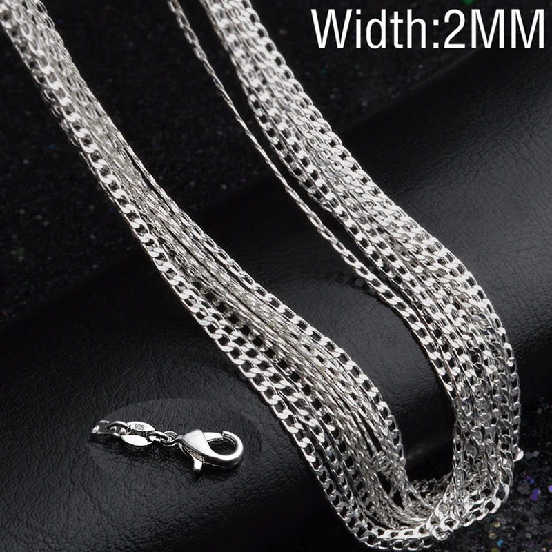 Ожерелье из серебра с цепью шириной 2 мм для мужчин и женщин хороший модный