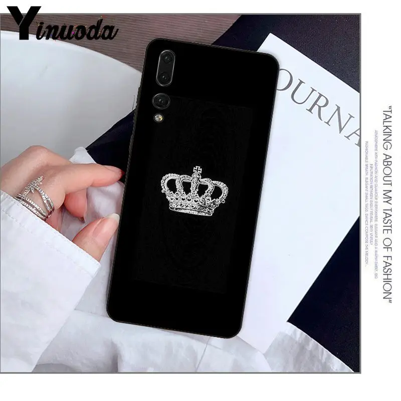 Yinuoda король и королева ТПУ мягкий силиконовый черный чехол для телефона huawei P20 Pro