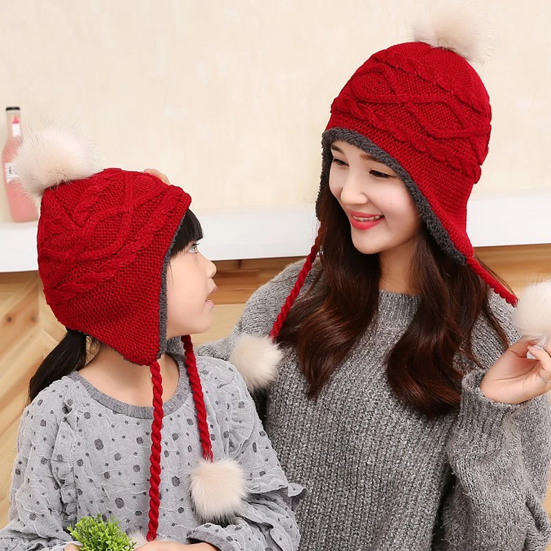 BABY Girls Women Hats Four Colour Parent-child Caps Kids Winter Autumn Bonnet Enfant For Children Baby Muts