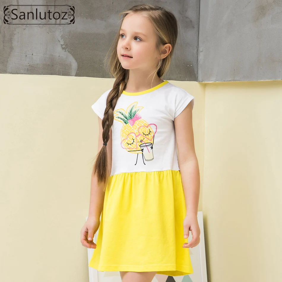 Sanlutoz Хлопковое платье для девочек ананасовая детская одежда летние вечерние