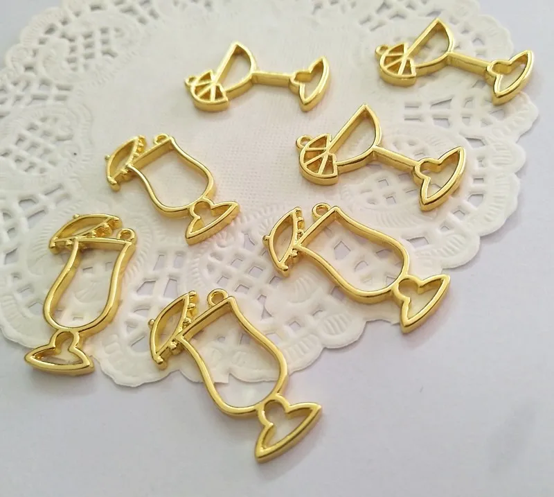 10 шт./лот Коктейльная стеклянная металлическая рамка Подвеска сделай сам золотой