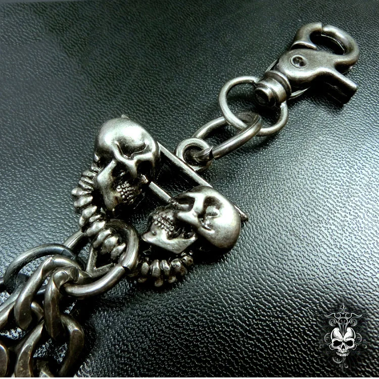 Новинка, череп, байкер, джинсовый кошелек, ремни, серебро, рок, панк, Готик, стиль хип-хоп, металлический брелок, штаны, ремень, модные мужские ювелирные изделия DR46