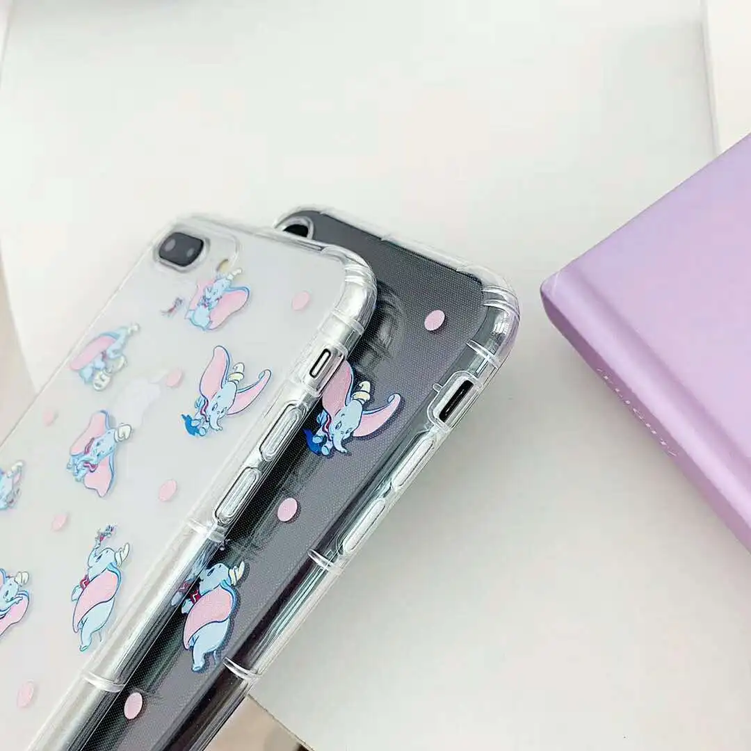 Cute Cartoon transparent flying elephant air pressure Case for iPhone XR XS MAX X 6 6S 7 8 Plus DUMBO Clear Phone Back Cover |