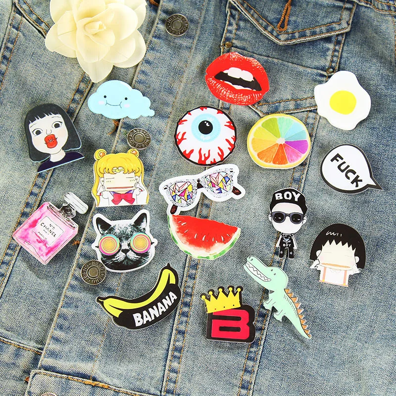 Милые Мини Броши Харадзюку японские значки на рюкзаке акриловые джинсы