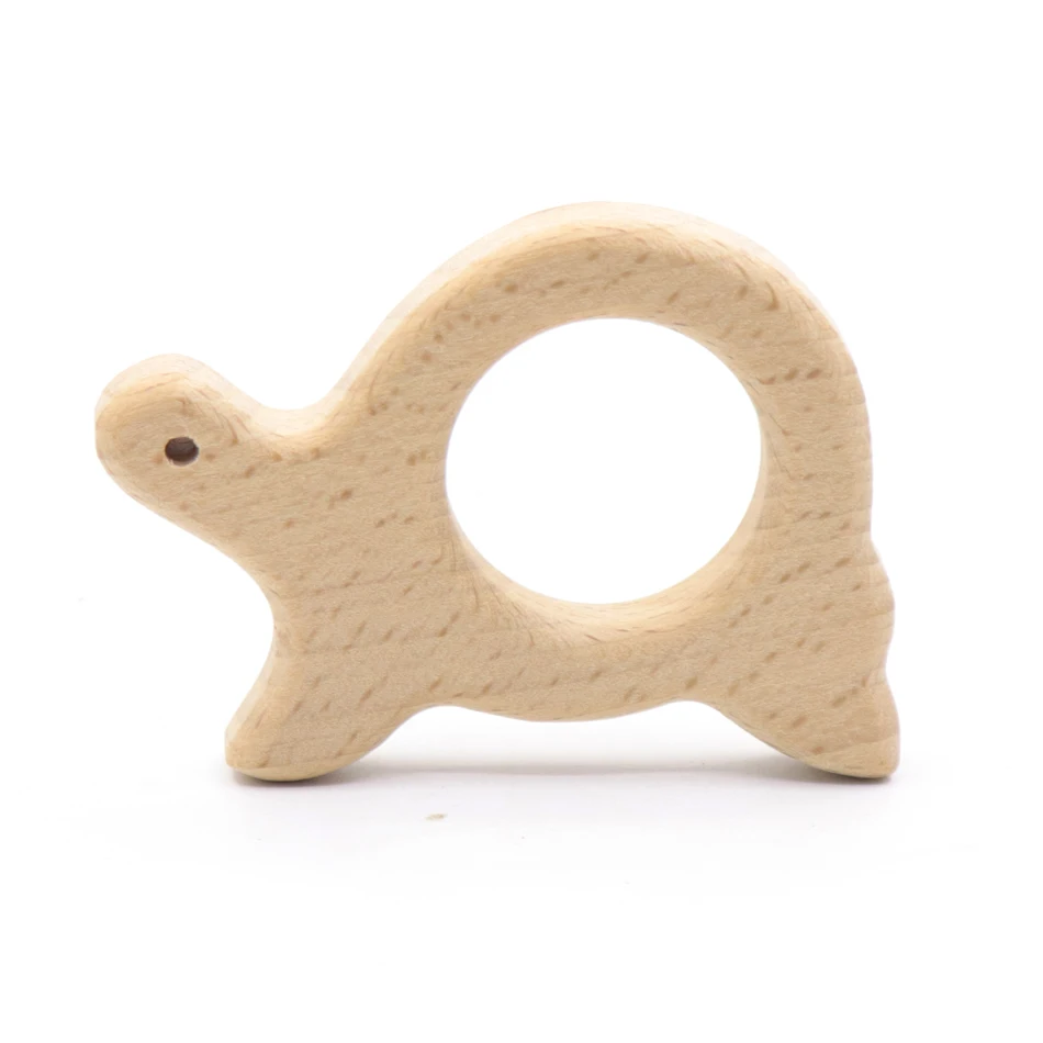 10pcs Safe Kara Teething Baby Teether Cute Antlers Design Wooden Ring Animal Shape Toy Handmade Wooden Teether Giraffe Teether