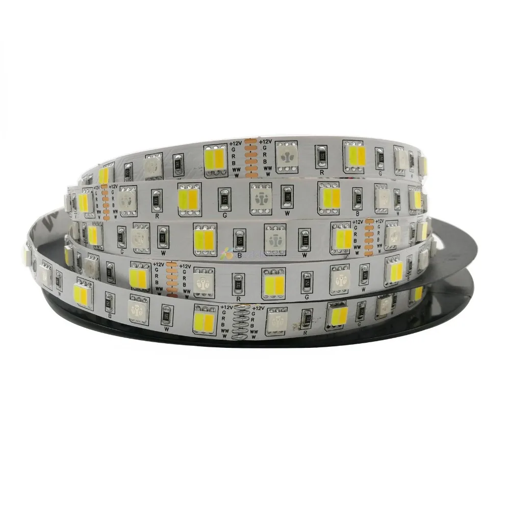 Светодиодная лента RGB + CCT 5050 SMD 60 светодиодов/м 5 м холодный белый теплый 2 в 1 гибкая