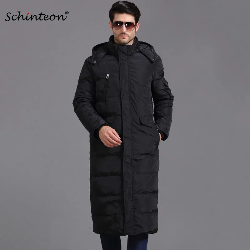 Мужской длинный пуховик с капюшоном размера плюс теплая зимняя парка