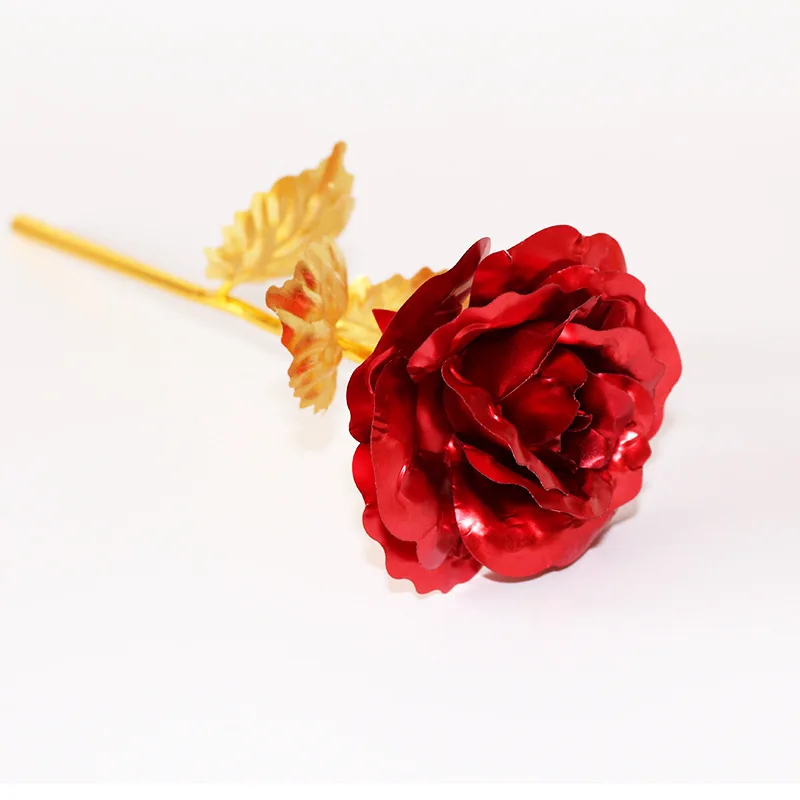 1pc red rose Букет невесты Мода Высокое качество PU Искусственные цветы 24 К золотой цвета розового золота с коробкой год День Святого Валентина x27s подарок ко Дню/Настоящее Фольга цветы домашнего декора поддельные розы - Цвет: 1pc red rose