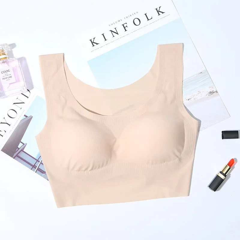 100 PCS Seamless Ice Silk Bra Women Ultra Thin Sleep Bra Fashion Wire Free Intimates Bralette Massage Padded Sexy Lingerie