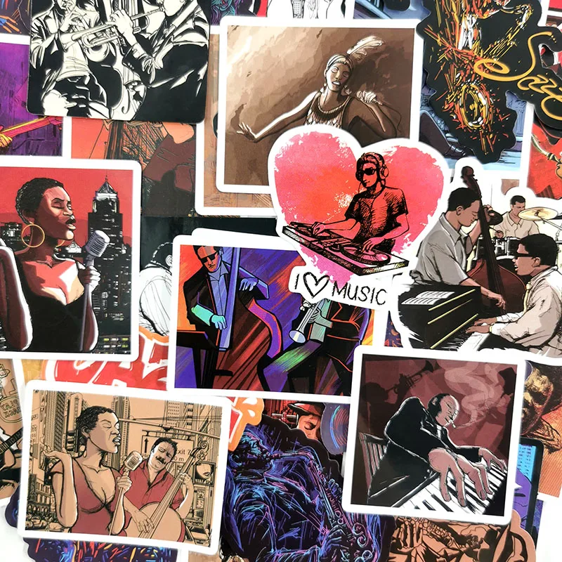 50 шт. блюз, Джаз музыка Soul саксофон Стиль Водонепроницаемый DIY Наклейка в стиле граффити для скейтборда мотоцикла ноутбука Наклейка с бомбой