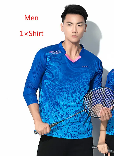 mens shirt Костюм для бадминтона, рубашка для мужчин и женщин, спортивная одежда с длинным рукавом, штаны для тенниса, Джерси, набор для бадминтона, рубашка для настольного тенниса - Цвет: mens shirt
