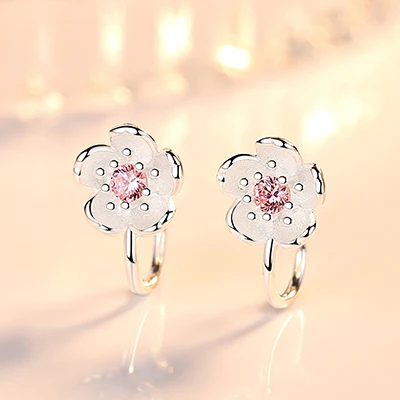 pink Милые CZ 925 пробы, серебряные серьги-гвоздики в виде цветка Dasiy для женщин, девочек, детей, ювелирные изделия для пирсинга Orecchini Aros Aret 5Y135 - Окраска металла: pink