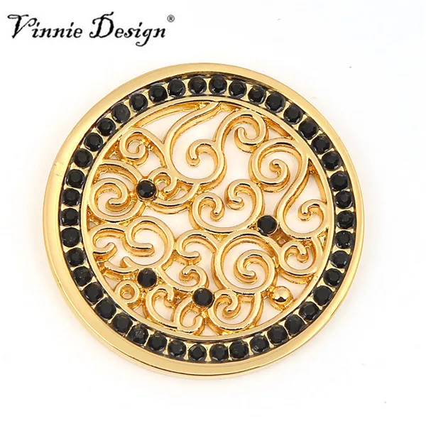 Vinnie дизайн ювелирных изделий 33 мм винтажные кудри монета с прозрачным кристаллом