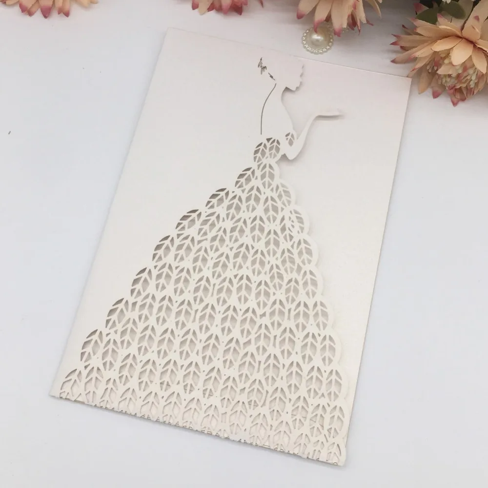 30 шт./лот элегантные свадебные открытки с лазерной резкой приглашения для