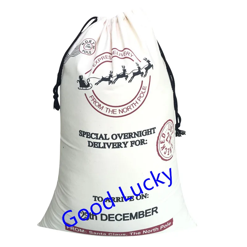 100 штук в партии персонализированные холщовые сумки Санта-Клауса Рождественский