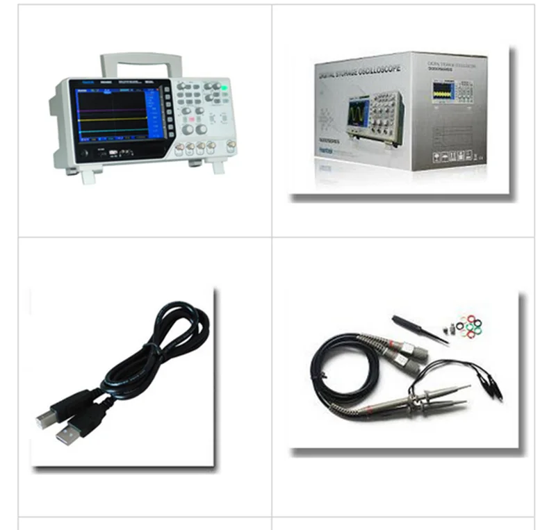 Hantek DSO5202BM цифровой автомобильный Осциллограф USB ЖК-дисплей настольная Osciloscopio 200 МГц 2 канала 1GSa/s 2 м длина записи