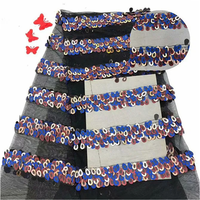 Multicolor 2019 New style French net lace fabric 3D sequins big African tulle mesh high quality african | Дом и сад
