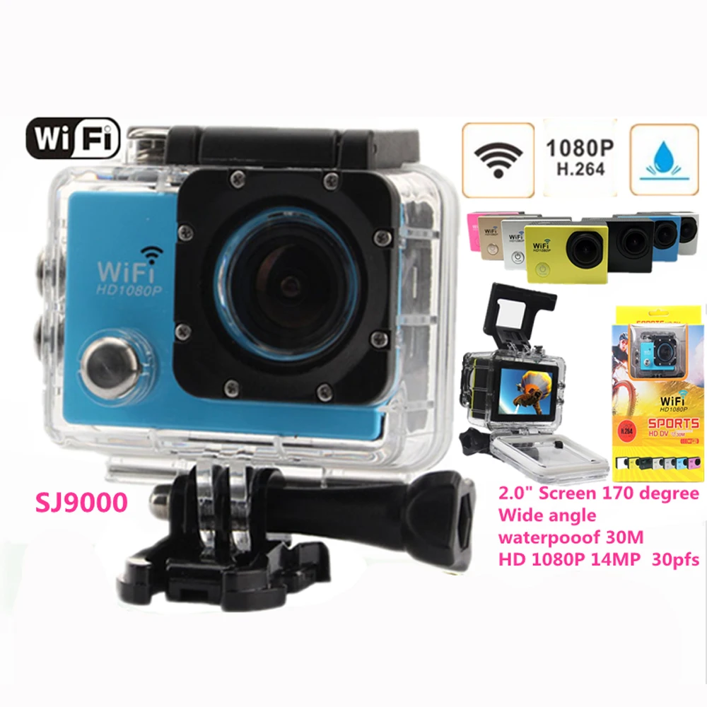 Действия камеры HD Камера 1080 P 2.0 Дюймов 14MP Двойной wi fi Водонепроницаемая Спорта