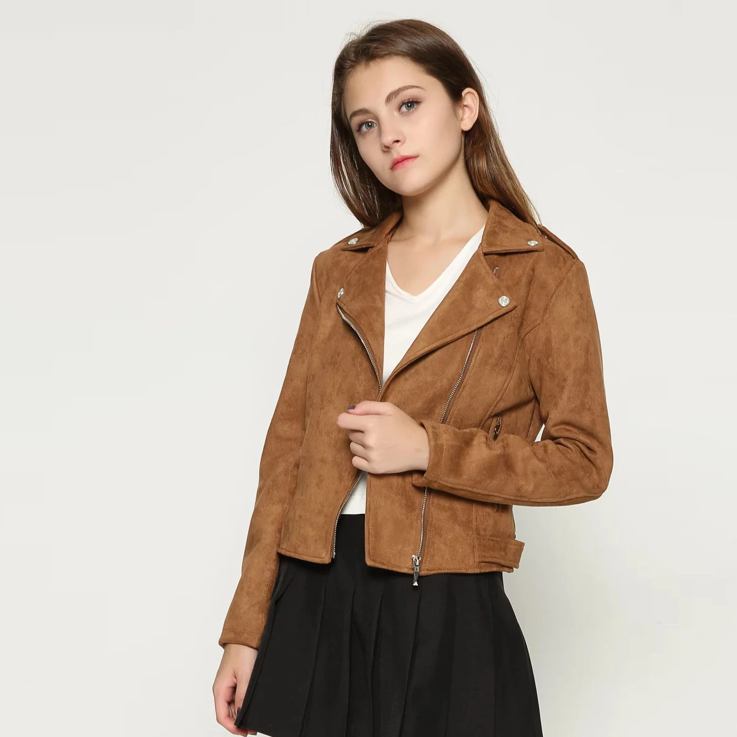 Modecrash, зимняя мотоциклетная куртка из искусственной замши, женская модная байкерская куртка-бомбер, верхняя одежда, женские пальто, женская одежда