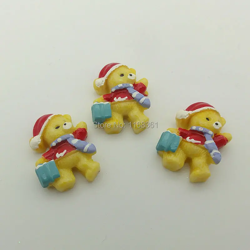 1 шт./лот черный желтый Рождественский медведь из смолы 20 мм украшение для