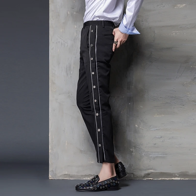 2018 Новые повседневные брюки мужские шаровары высокие уличные модные кнопки
