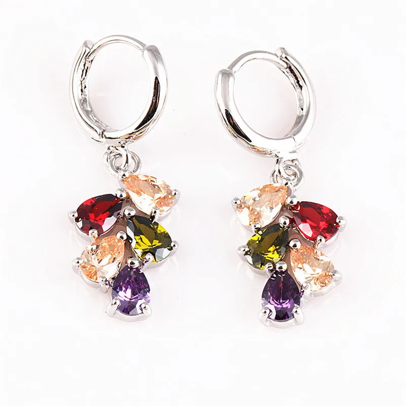 

RONGQING 6Pairs/lot Wholesale Multi-color Zircon Drop Earrings for Women Boucle D'oreille Femme Wedding Gifts