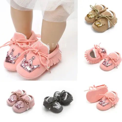 Новинка 2018 зимняя теплая обувь для детской кроватки детская маленьких девочек с