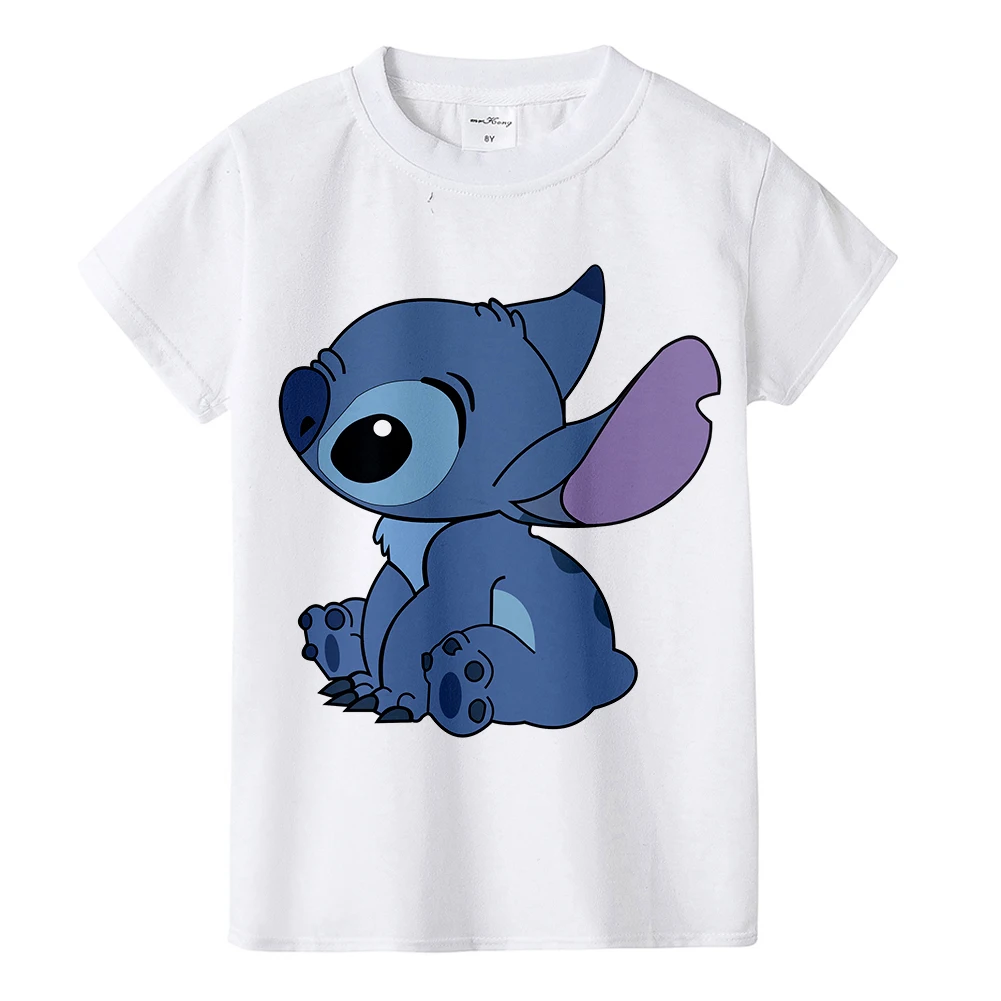 ZSIIBO Lilo& Stitch/детская футболка Универсальная футболка с принтом аниме для мальчиков и девочек Повседневный детский хлопковый топ