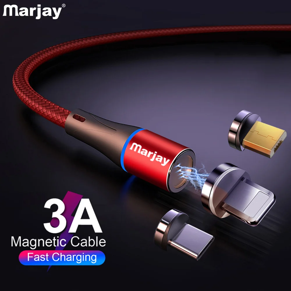 Магнитный кабель 3A Micro USB для iPhone X Xr 7 Usb Type C адаптер быстрой зарядки зарядный
