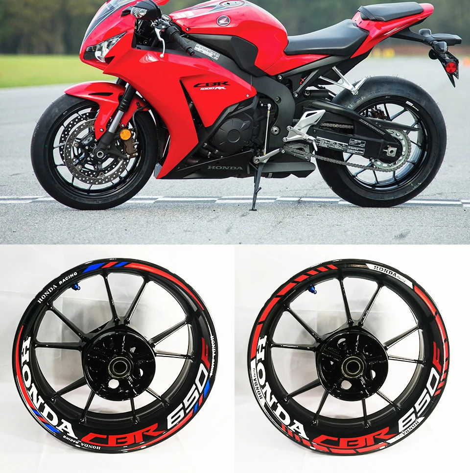 Для honda CBR650F мотоциклы колеса наклейки водонепроницаемый Светоотражающие Обода наклейки передние и задние пользовательские внутренний обод
