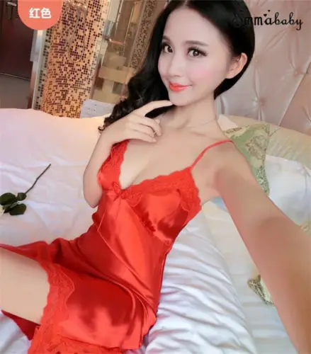 Женское атласное белье Babydoll ночное на бретельках ночная рубашка Сексуальное |