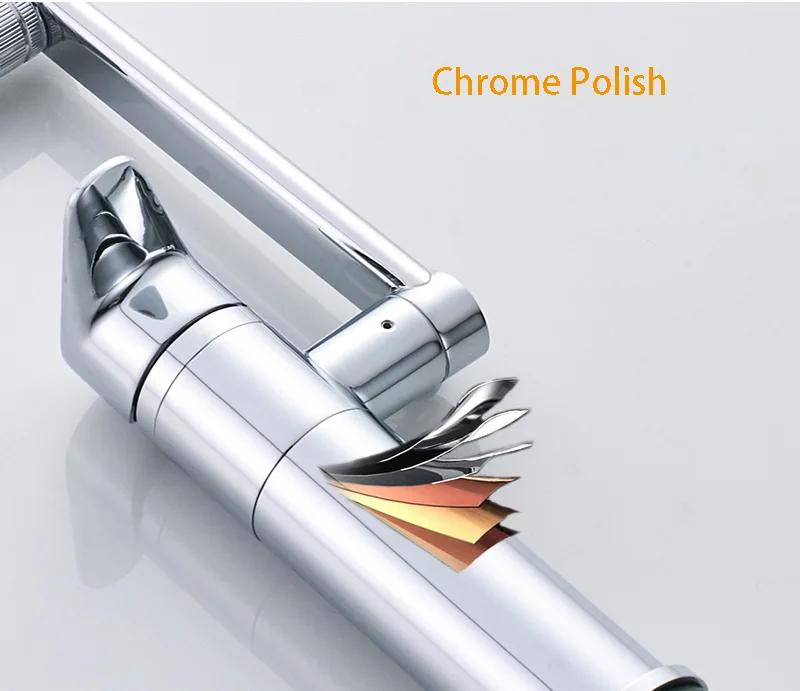 Chrome смесители для раковин ванн холодной и горячей воды Нажмите Поворот на 360 градусов двойной медный излив стиральная машина для ванной смесителя