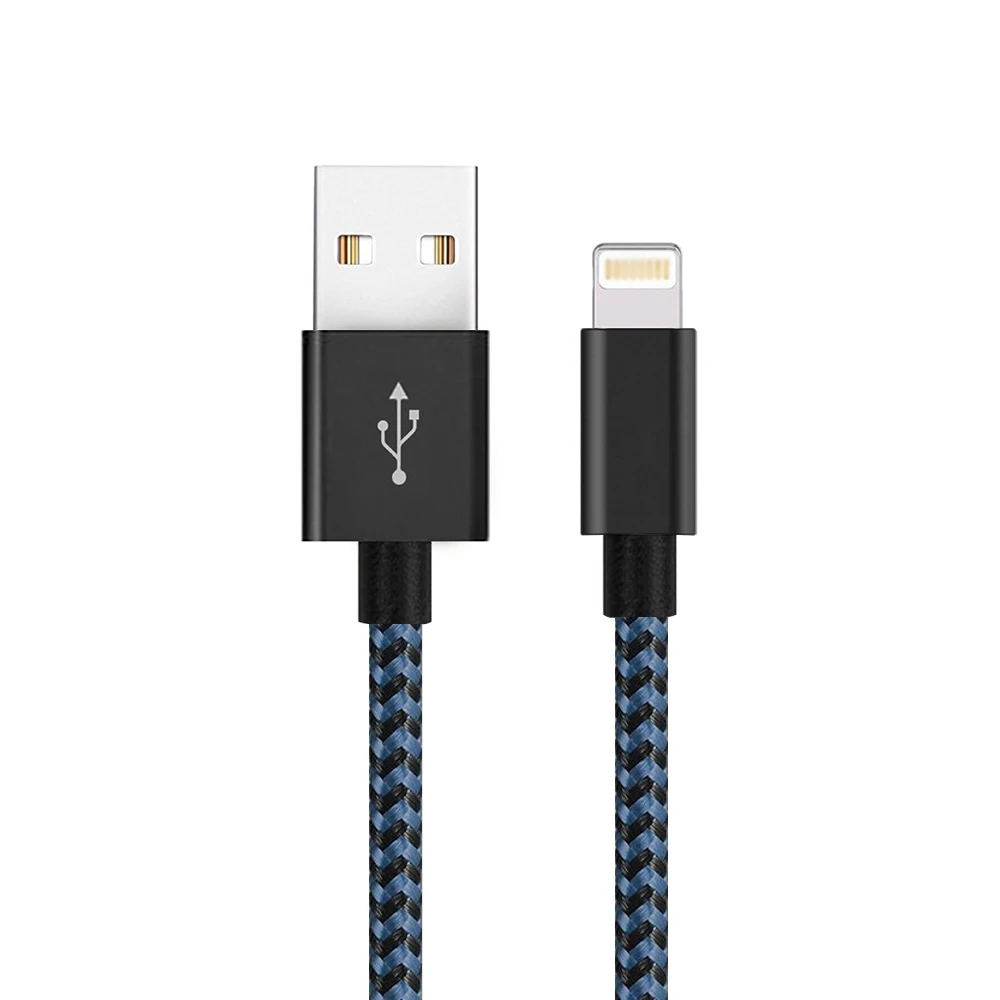 [3 шт. в упаковке] USB кабель 5 в 2,1 Быстрая зарядка к USB кабель Suntaiho нейлоновая оплетка USB кабель для передачи данных и зарядки для iPhone 7 - Цвет: Black Blue