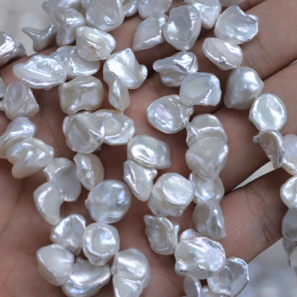 

Wholesale Beads Side Drilled White Freshwater Keshi Pearl Full Strand Loose Bead For Jewelry Making