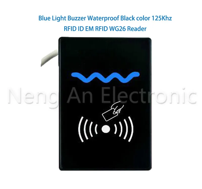 

Indicator Blue Light Buzzer Waterproof Black Color 125Khz RFID Reader WG26/34 Access Control