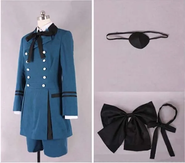 

Free Shipping Anime Black Butler Ciel Phantomhive Cosplay Costume Party Dress Full Set For Women Men Costume Custom Made