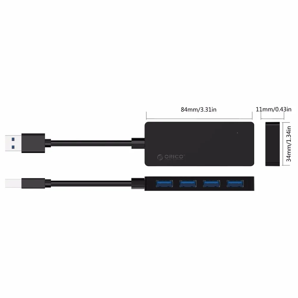 

ORICO Mini 4 Port USB3.0 Hub Portable HUB USB Spliter for Apple Macbook Air Laptop PC Tablet with Blue LED Lamp 10CM Data Cable