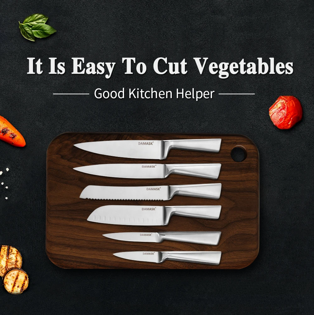 Дамасский нож для столовых приборов из нержавеющей стали, нож Santoku, 7 дюймов, бритва, острое лезвие, нож для очистки овощей, нож для нарезки хлеба, инструмент для приготовления пищи