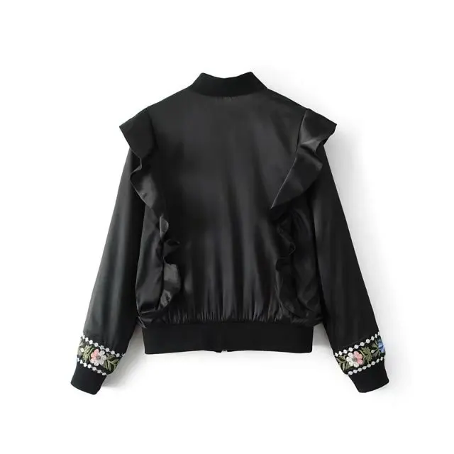 2018 для женщин Винтаж цветок Вышивка Бисер оборками Куртка пальто с подкладкой