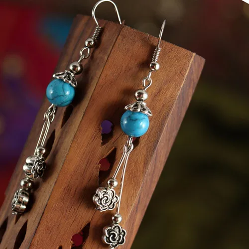 Yanting тибетские ювелирные изделия Висячие серьги для женщин нежные цветочные