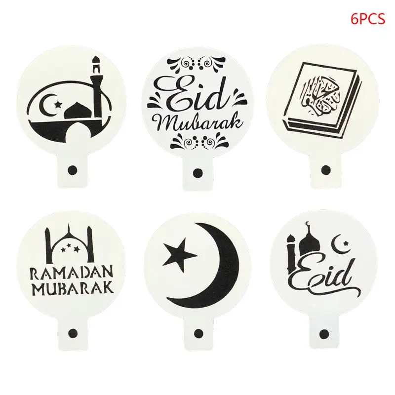 6 шт./компл. Eid Мубарак Рамадан кофе цветок спрей трафарет для украшения торта DIY